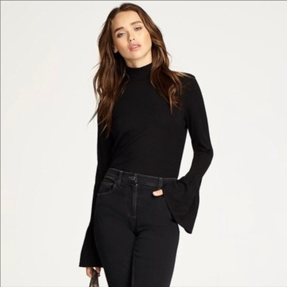 Rebecca Minkoff Turtleneck Top W/ Flared Sleeves - Picture 1 of 7